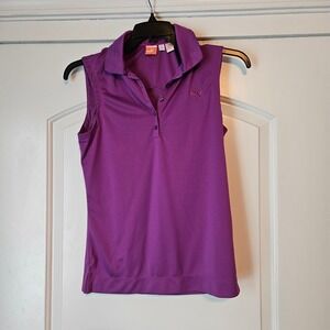 Puma Golf Polo Tank Shirt‎ Dry Cell Purple Womens Medium Cobra Sleeveless Collar